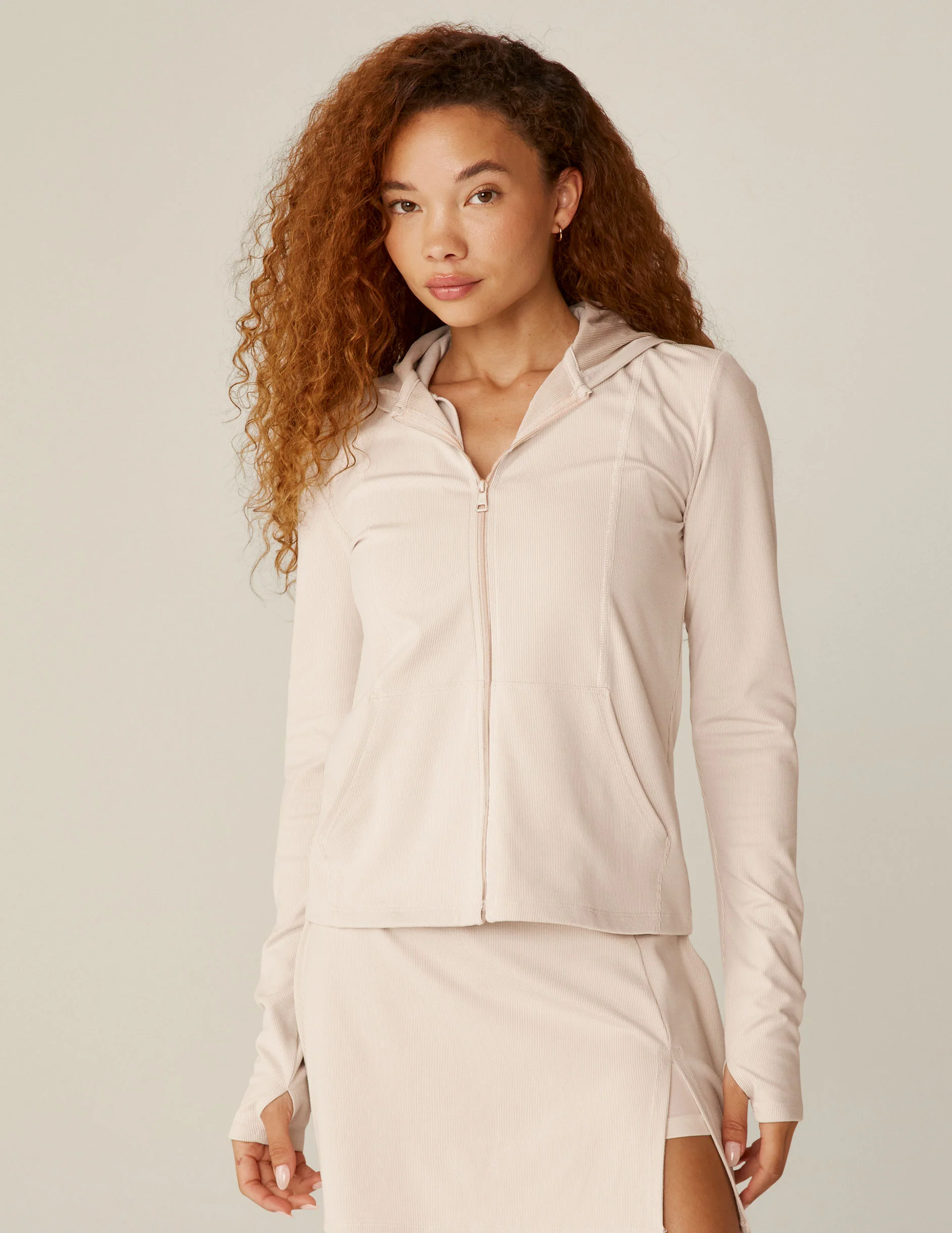 Heather Rib Morning Jog Hoodie - Onhollan