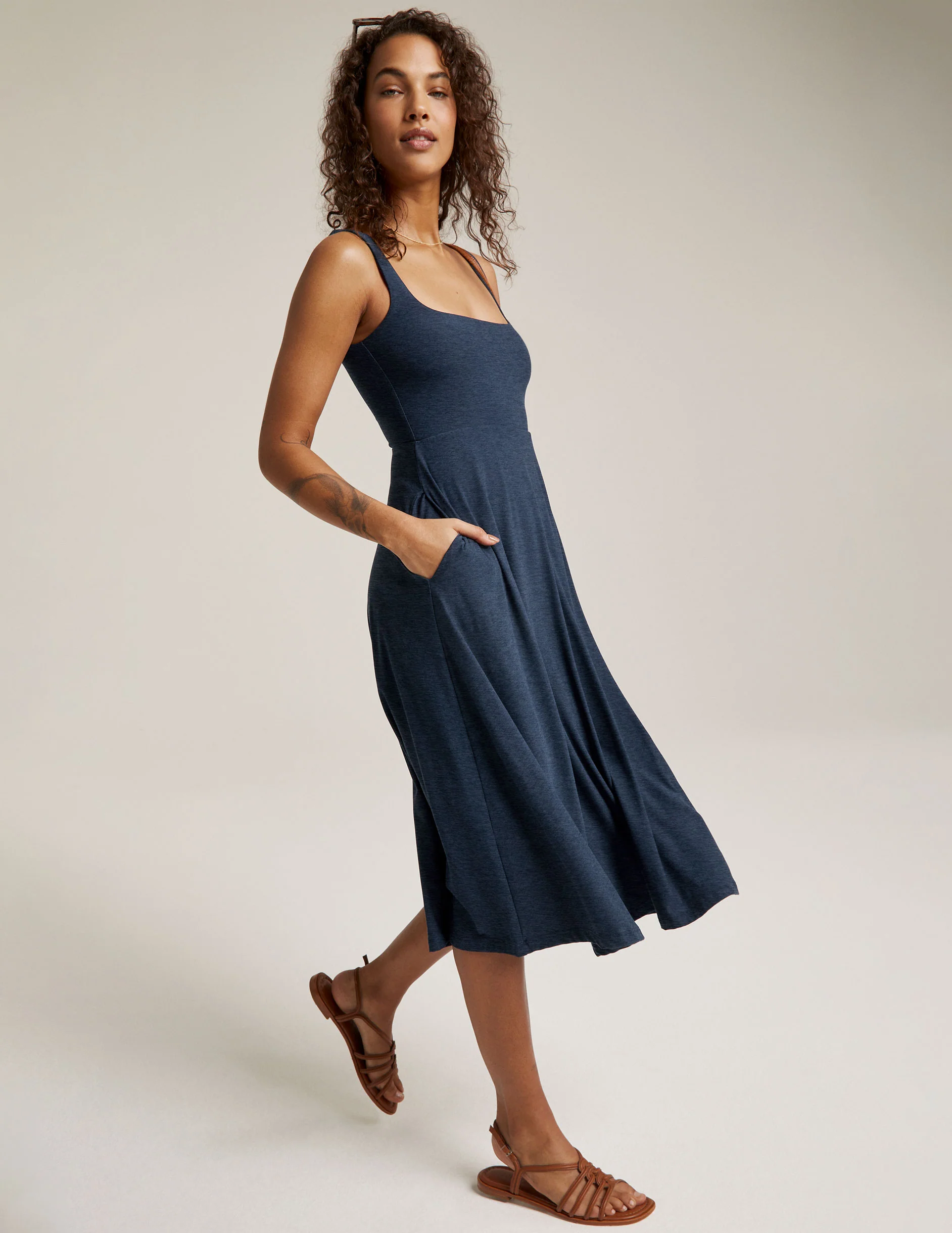 Featherweight At The Ready Square Neck Dress - Onhollan