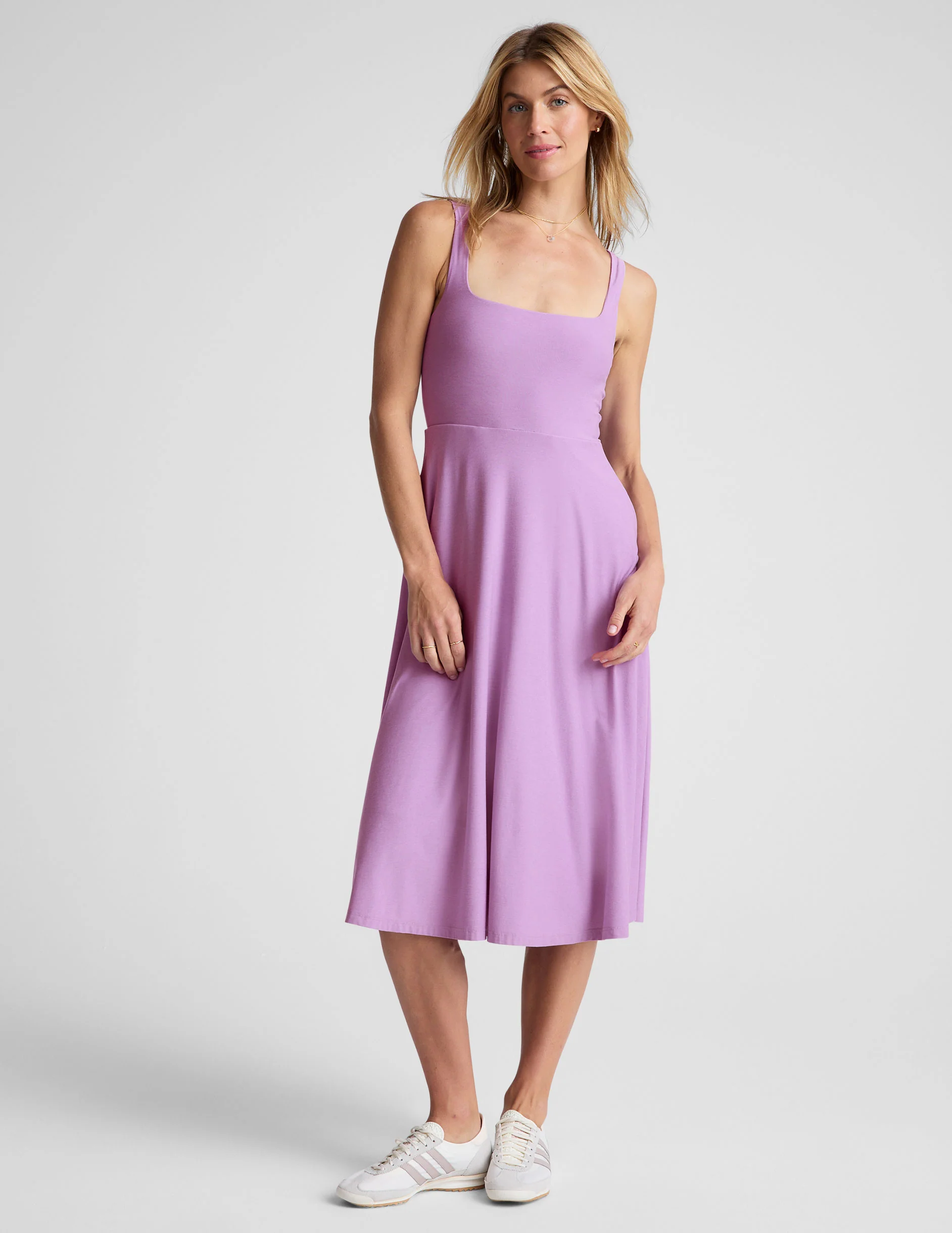 Featherweight At The Ready Square Neck Dress - Onhollan