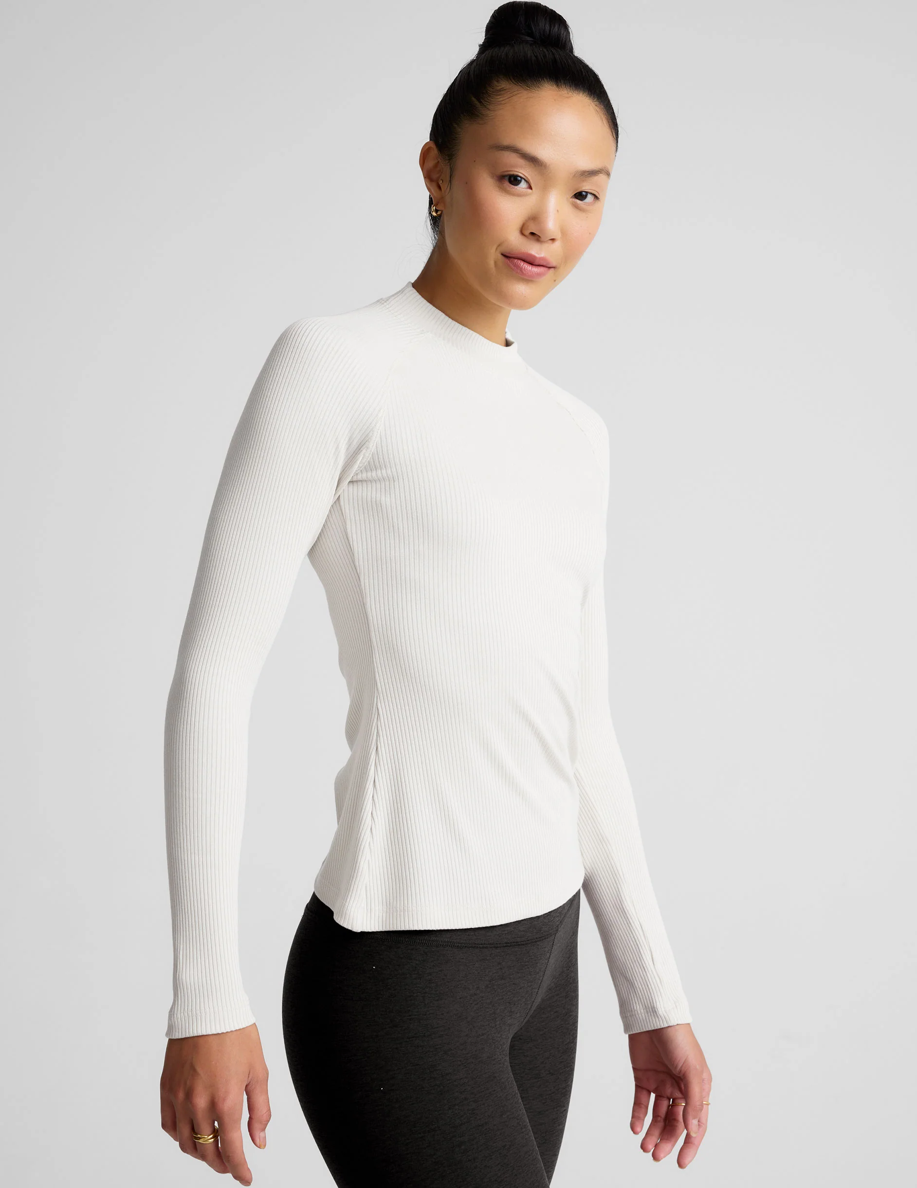 Contours Mock Neck Long Length Top - Onhollan