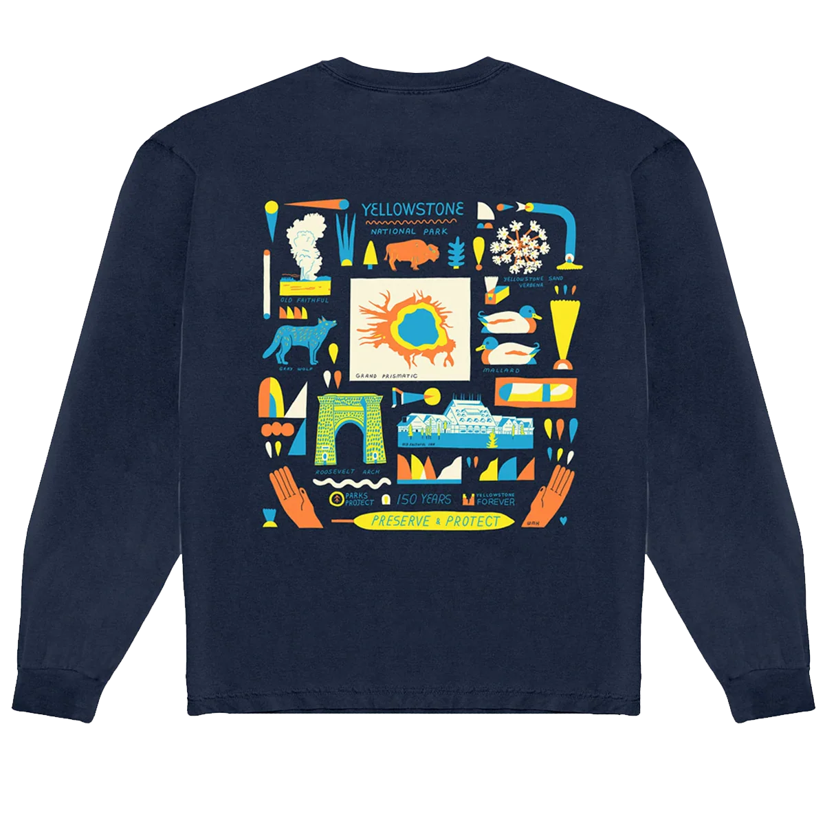 Men's Yellowstone NP 150th Anniversary Long Sleeve Tee - Onhollan