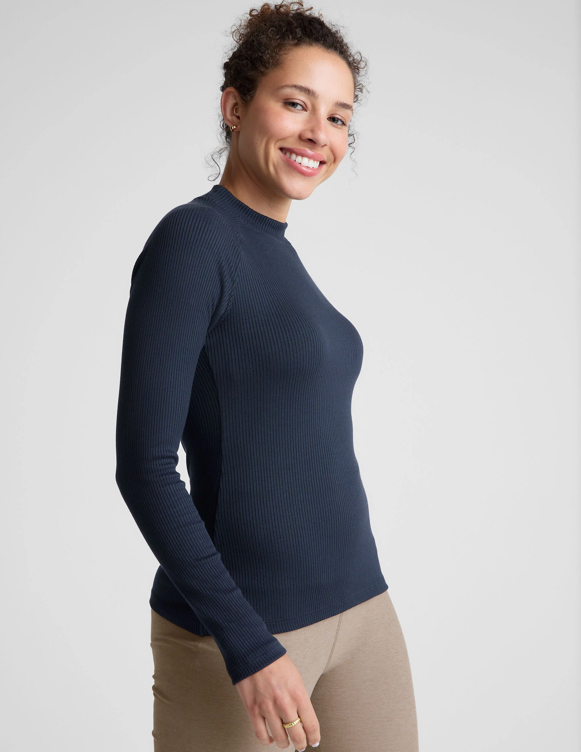 Contours Mock Neck Long Length Top - Onhollan