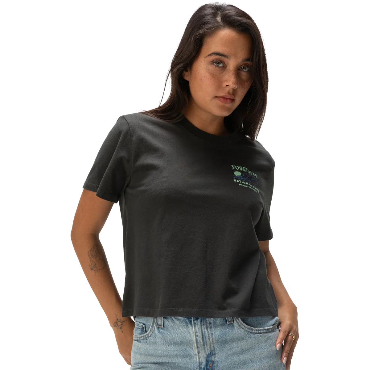 Women's Yosemite Puff Print Short Sleeve Boxy Tee - Onhollan