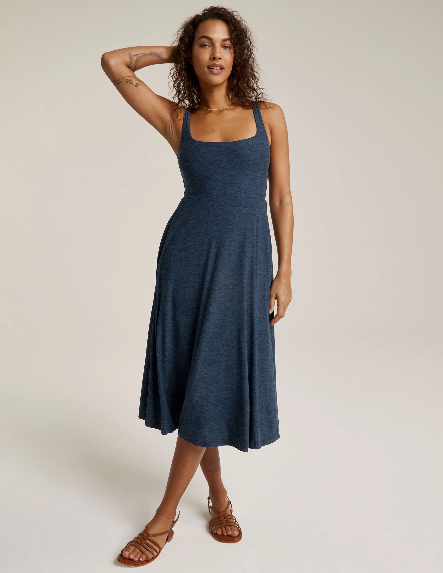 Featherweight At The Ready Square Neck Dress - Onhollan