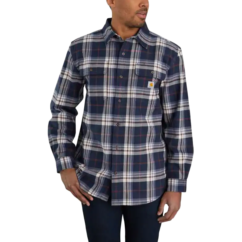 Men's Loose Fit Heavyweight Flannel Long-Sleeve Plaid Shirt - Onhollan