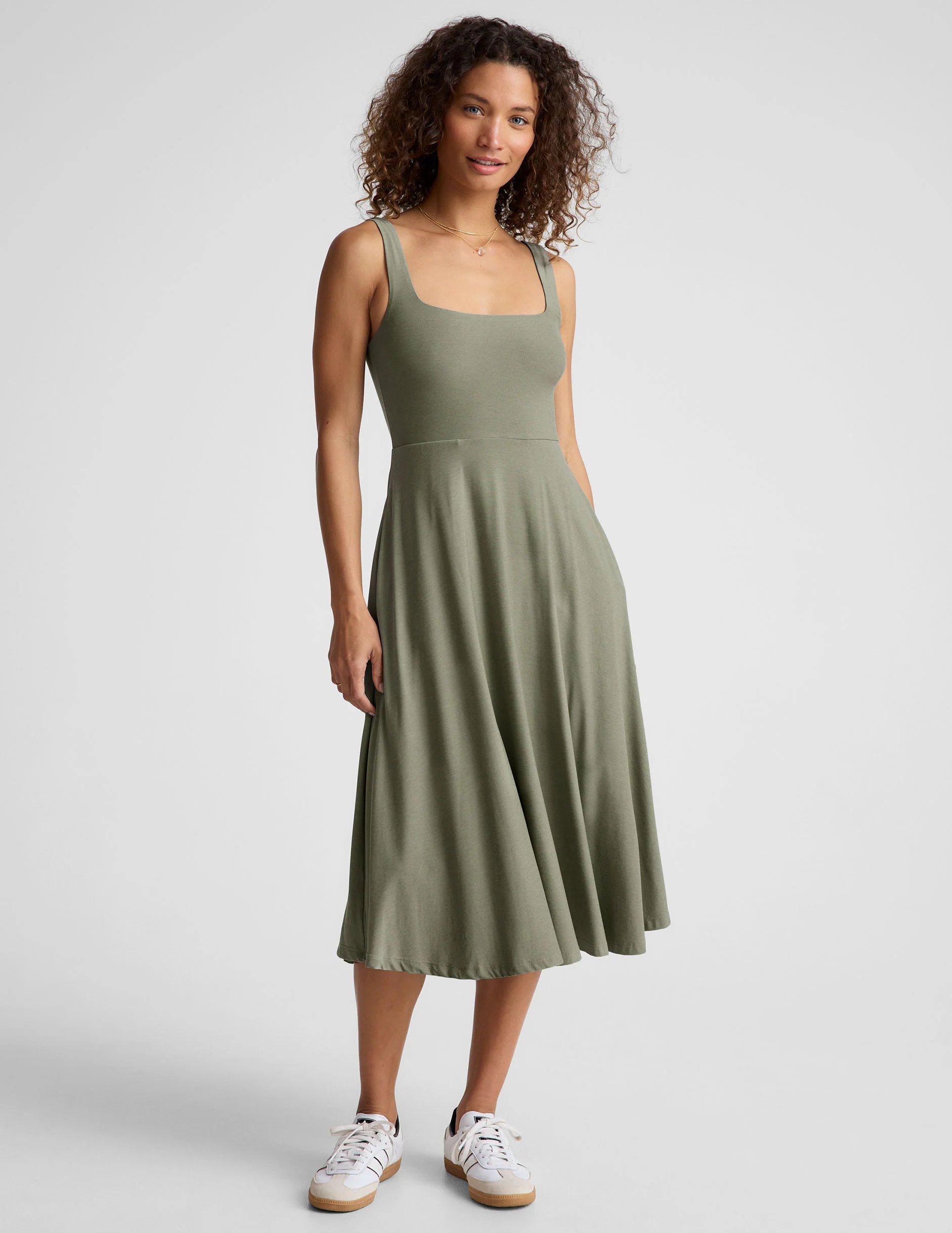 Featherweight At The Ready Square Neck Dress - Onhollan