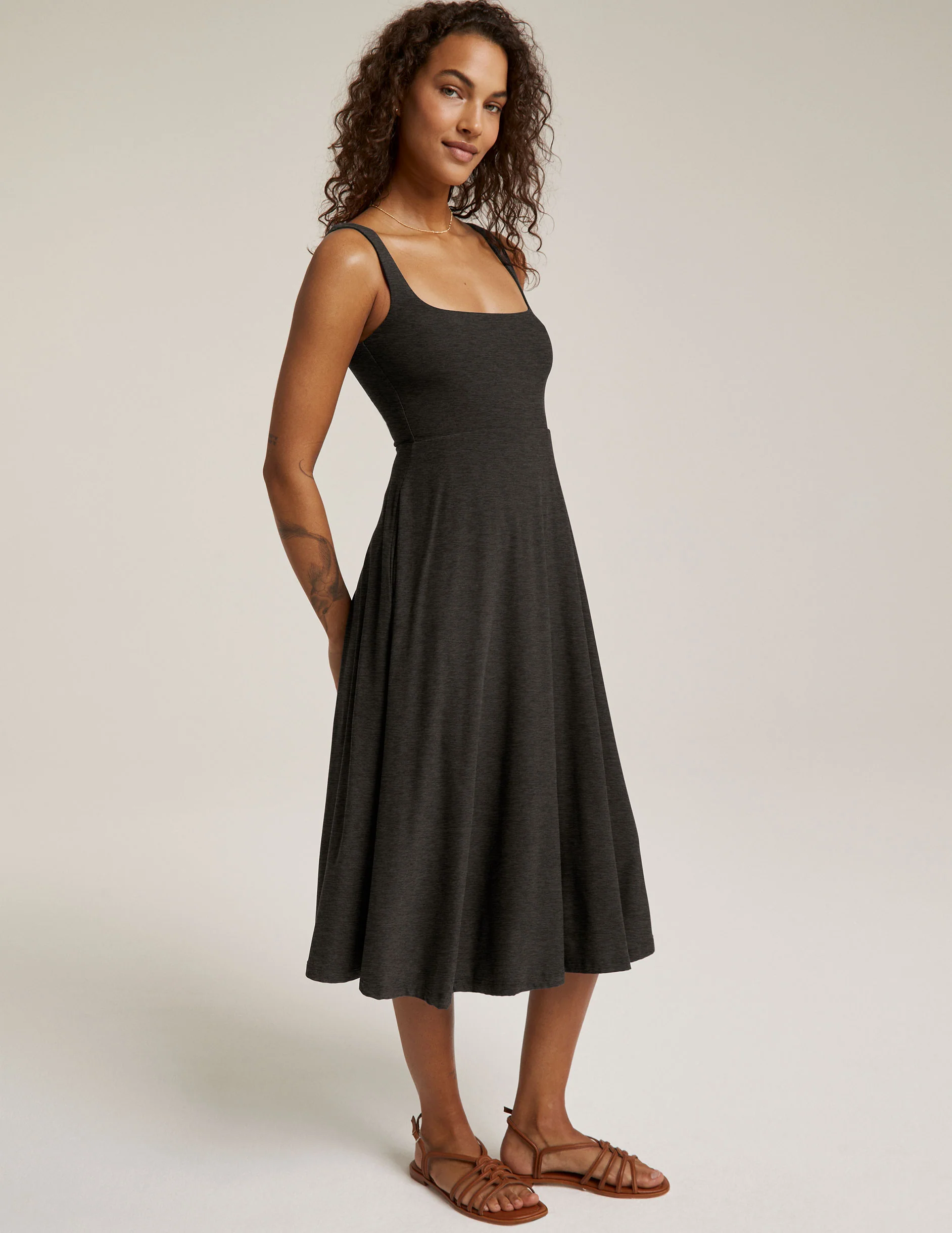 Featherweight At The Ready Square Neck Dress - Onhollan
