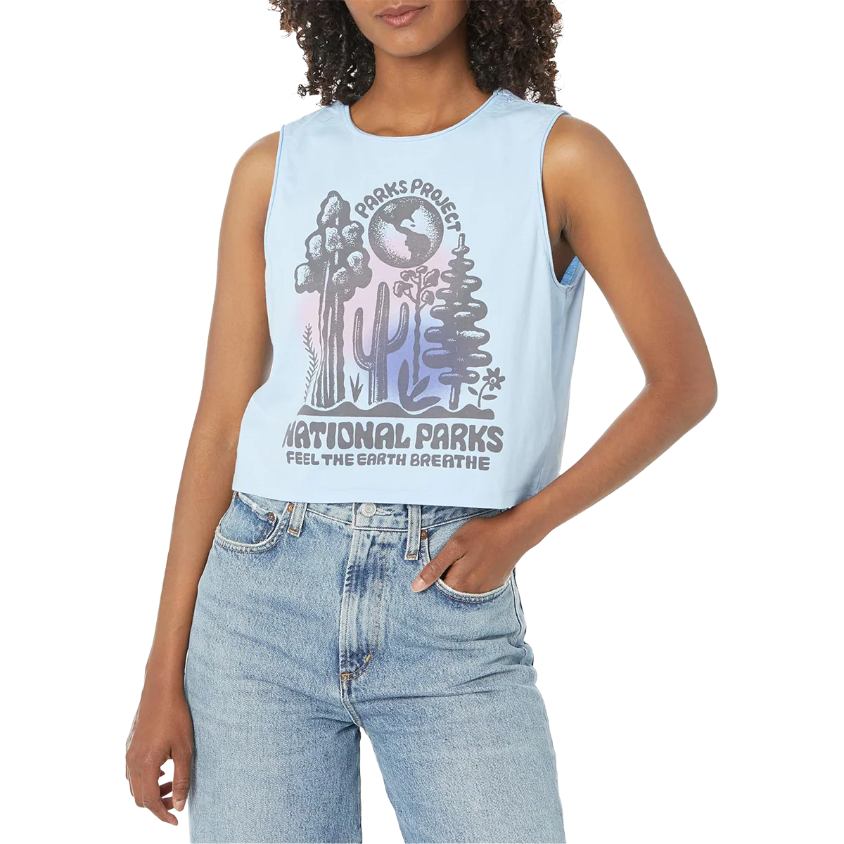 Women's Feel the Earth Breathe Stamped Tank - Onhollan