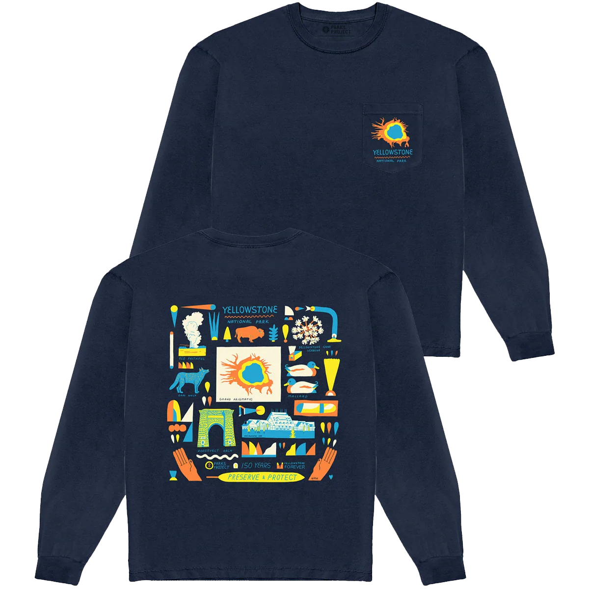 Men's Yellowstone NP 150th Anniversary Long Sleeve Tee - Onhollan