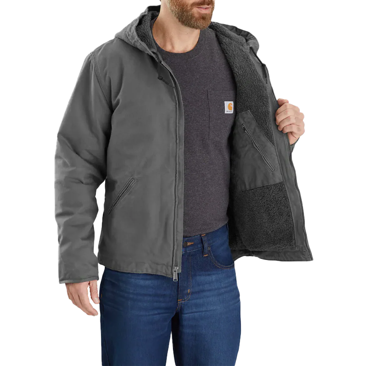 Men's Washed Duck Sherpa-Lined Jacket - Onhollan