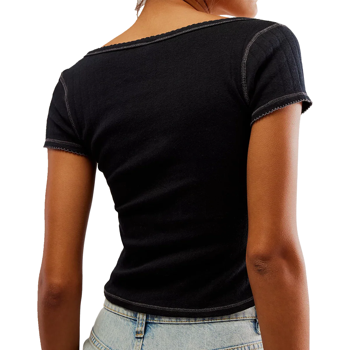 Women's End Gam Pointelle Baby Tee - Onhollan